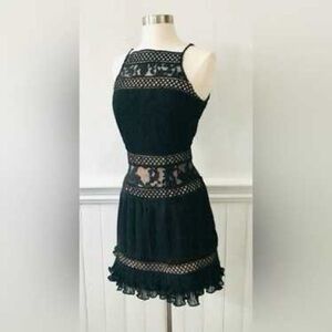 Adelyn Rae black lace ruffle mini dress